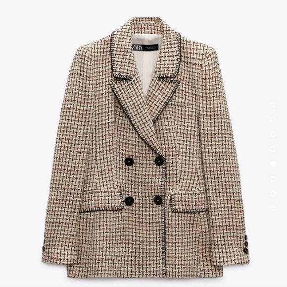 BNWT! Zara double-breasted textured weave blazer - Picture 5 of 7
